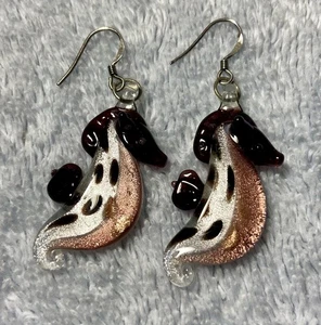 Beautiful La Dolce Purple Art Glass Seahorse Drop Earrings - Picture 1 of 7
