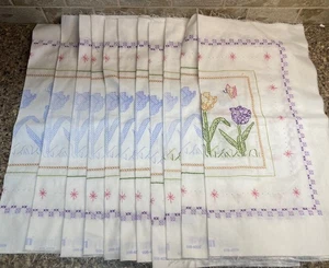 "Colcha Janlynn estampada punto de cruz bloques jardín tulipán #021-1404 bloques 15""x15""" - Imagen 1 de 9