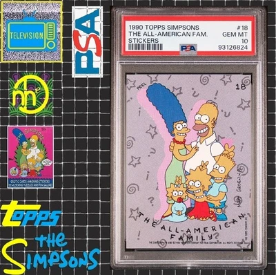 1990 Topps Simpsons Sticker - #18 The All-American Family - PSA 10 GEM MINT - Image 1 of 4