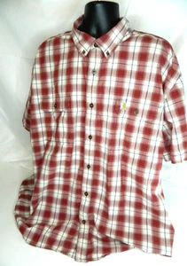 Carhartt Shirt Mens 4XL Red White Plaid Original Fit Short Sleeve Button Down - Picture 1 of 7