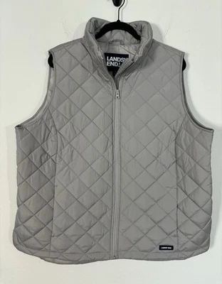 NWT Lands End Women’s Featherfree Insulated Puffer Vest Light Grey Sz 1X - Image 1 of 4