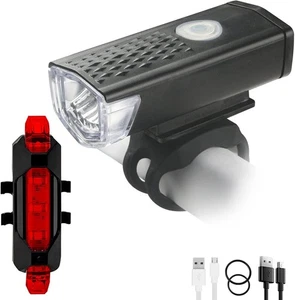 USB Fahrradlicht Set - Wiederaufladbare LED Fahrradlampen vorne & hinten für Radfahren - Bild 1 von 6