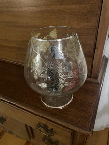 SILVER FLORAL OVERLAY EXTRA LARGE BRANDY SNIFTER DECORATIVE 10 Inch Tall - Picture 1 of 4