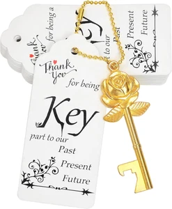 100 Sets Rose Flower Shaped Keys Wedding Favors Gift for Guest Bulk Skeleton ... - Picture 1 of 1