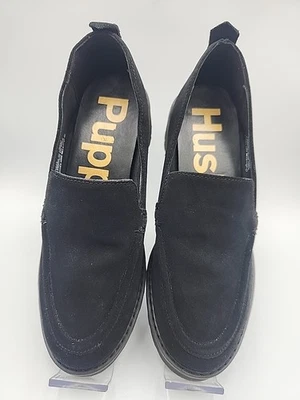 Mocasín Hush Puppies Lucy 6.5 Negro Grueso Plataforma Gamuza Cuero Informal Sin cordones Foto 1 de 4