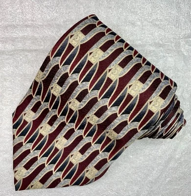 Corbata Stafford Executive granate, gris, dorado, negra 100 % seda hecha en EE. UU. Foto 1 de 4