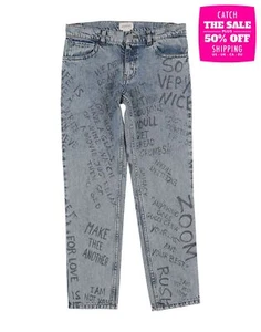 UVP430€ GUCCI Kinder Jeans 8Y blau bedruckte Aufschriften Garment Dye Made in Italy - Bild 1 von 4
