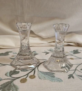 Pair Of Vintage Lead Crystal Candle Holders, Made In Vienna Austria, 5in - Picture 1 of 8