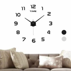 3D DIY Large Wall Clock Modern Mirror Surface Sticker Home Room Decor Frameless - Picture 1 of 7