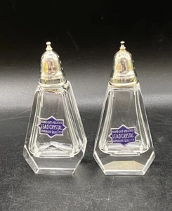 F.B. Rogers Crystal Glass Salt and Pepper Shakers Silverplated Tops Vintage - Picture 1 of 8