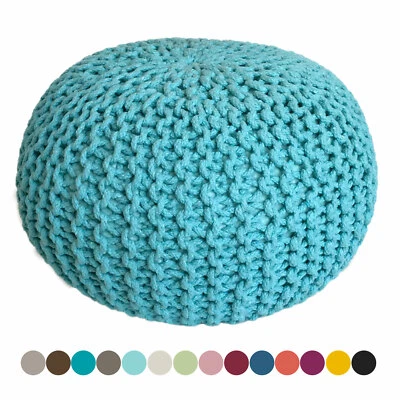 Sitzpuff Sitzpouf Sitzhocker Bodenkissen Ottonmane extra hoch Mint Baumwolle - Bild 1 von 3