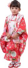Full Kimono Set Girls Ceremony Celebration 3 years New Years Red Mari Japan