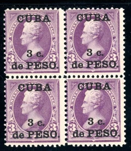 USAstamps Unused FVF 1899 USCuba Overprint Block Scott 224 OG MNH Scarce - Picture 1 of 2