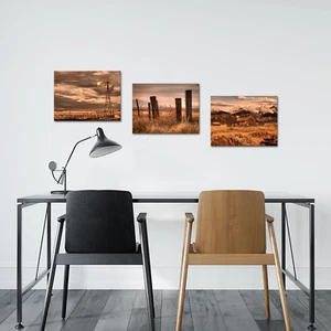 3 Piece 12X16 Inch Framed Canvas Wall Art Clearance Set Farmhouse Landscape Prin - Picture 1 of 12