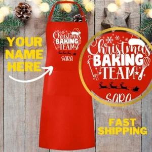 Custom Christmas Apron Bake Chef Party Gift Holiday Family bbq Personalize - Picture 1 of 4