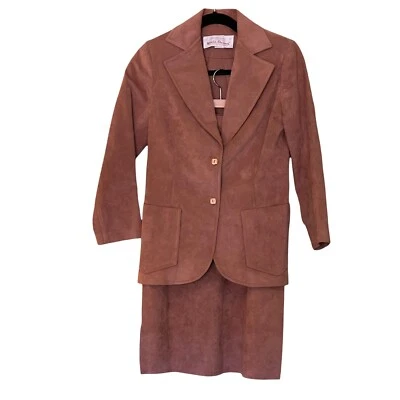 Traje Falda Vegano Imitación Gamuza Mujer Talla 4 De Colección Años 70 Rosa Malva por Novis Denne Foto 1 de 4