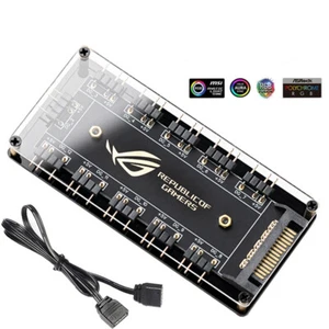 5V 3Pin ARGB RGBW Cable for ASUS RGB 10Hub Splitter Strip Adapter PC Fan Cooler - Afbeelding 1 van 7