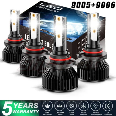 For Saturn-SL SL1 SL2 1991-2002 Combo LED Headlight 9005+9006 High Low Bulbs Kit - Image 1 of 4