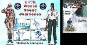 ZAMBIA 2002 BOY SCOUTS M/S + S/S SC#981-82 mnh ARCHERY, BRIDGE 💲FREE SHIPPING💲 - Picture 1 of 1