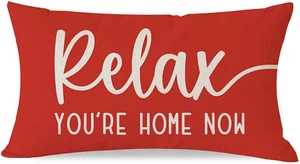 Decorative Throw Pillow Covers 12X20 Inch Relax Home Red Outdoor Farmhouse Ch... - Picture 1 of 1