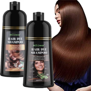 500ML Black Hair Shampoo Gray Root Coverage Instant Hair Color Dye Permanent - Picture 1 of 16