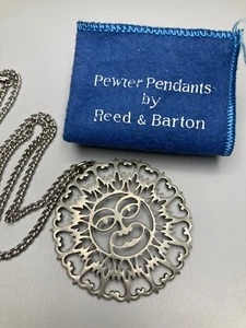 R&B Reed & Barton signierte Vintage Zinn Sonnengesicht Anhänger Halskette, 24" lang - Bild 1 von 8