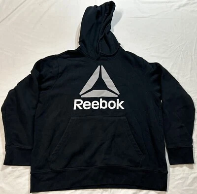 Reebok Hoodie Size XL Black Pullover Sweatshirt Hole READ - Image 1 of 4