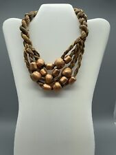 Handmade Ethnic Rustic Cedar Like Twisted Rope Copper Brass Beads Necklace