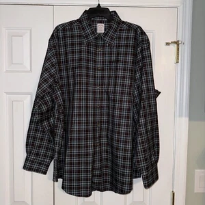 Brooks Brothers Dress Shirt XL SUPIMA CITTON Non Iron BROWN GREEN WHITE PLAID - Picture 1 of 7