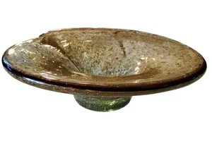 Murano MCM Cuenco Oro Manchas de Polvo Bulicante Burbujas Controladas Borde Púrpura De Colección - Imagen 1 de 13