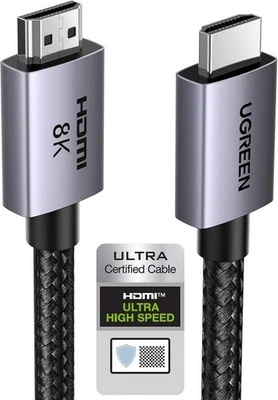 Cable UGREEN 8K HDMI 2.1 48Gbps 6.6FT, Certificado Ultra Alta Velocidad Gris  Foto 1 de 4