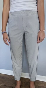 Athleta Brooklyn Pants Womens Size 2 Gray White Texture Striped Tuxedo Pull On - Picture 1 of 17