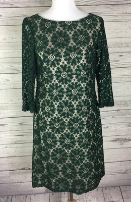 Vestido Vaina Jessica Howard Para Mujer Talla 6 Verde Encaje Superpuesto Nude Forrado Cremallera Foto 1 de 4