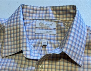 Roundtree & Yorke Shirt Mens 17 1/2 Multi Fitted Business Office Gold Label - Picture 1 of 8