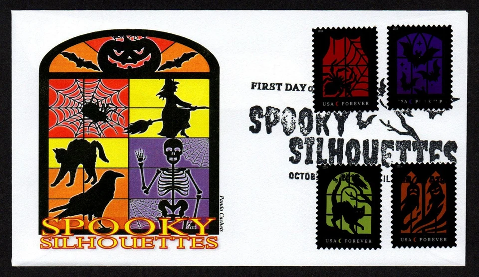 USA, SCOTT # 5420-5423, CUBIERTA PANDA FDC - SILUETAS ESPELUZNANTES AÑO 2019 PICTÓRICA Foto 1 de 1