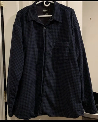 Chaqueta forrada de vellón a cuadros azul/negro Eddie Bauer para hombre XXL TALL  Foto 1 de 4