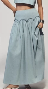 Anthropologie Mare Mare baskische Taille Maxirock leicht Denim Größe SM neu mit Etikett Boho - Bild 1 von 6