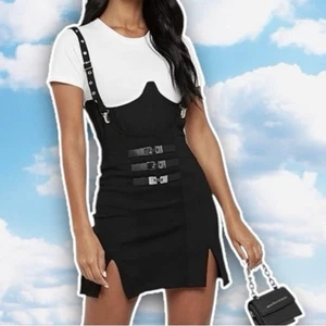 NWT Maniere de Voir Buckle Suspender Overall Skirt Black US 2 BDSM Gothic Punk - Picture 1 of 12