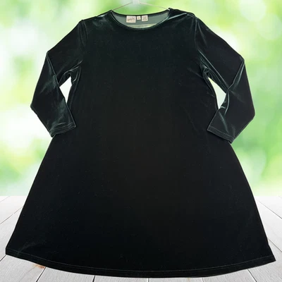 Vintage JACQUELINE FERRAR Dress Womens 18 Green Stretch Velvet Holiday Party - Image 1 of 4