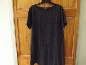 Eileen Fisher SS Kleid in anthrazit Mini-Print----Größe PM - Bild 1 von 7
