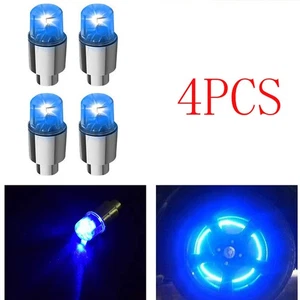 4X Auto Wheel Tire Tyre Air Valve Stem LED Light Caps Cover Blue Car Accessories - Picture 1 of 10