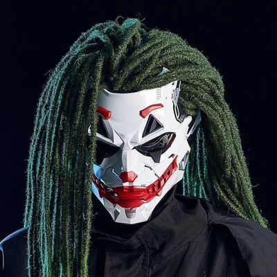 New Cyberpunk Joker Cosplay Mask Full Face Headwear W/dreadlocks Halloween Prop - Image 1 of 4