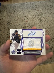 2023 Leaf Trinity Paul Skenes Rookie Button Patch Auto /10 PA-PS1 RC Pirates RPA - Picture 1 of 6