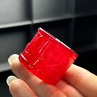 Certified Natural Ice Red Burmese Jade Jadeite Carved Amulet archery thumb Rings