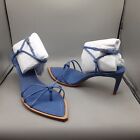 Schutz Abby Sandals Women's 11M(B) Blue Leather Strappy Thong