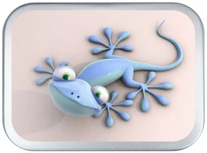 GECKO SILVER HINGED 2oz TOBACCO TIN,CIGARETTE TIN,150 ML PILL TIN - Picture 1 of 2