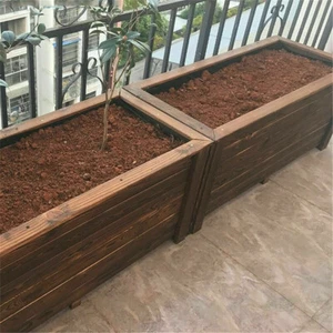 Large Rectangular Garden Planter Box Big Volum Herbs Growing Box Carbonized Wood - Picture 1 of 12