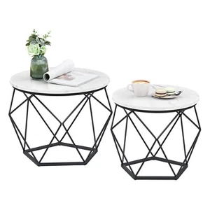 Couchtische 2er Set Beistelltische Wohnzimmer Kaffeetisch Stahlrahmen TEL040B59 - Bild 1 von 9