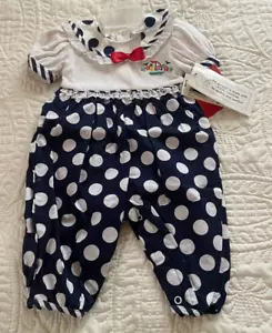 0-6M Infant Girl Baby Blue/White polka dot Sailboat outfit NWT - Picture 1 of 4