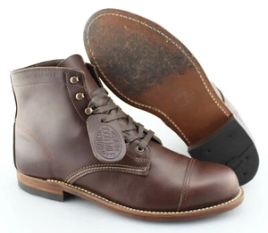 Men's WOLVERINE 'McClean' Brown Leather Cap Toe Boots Size US 9 - D - Picture 1 of 5